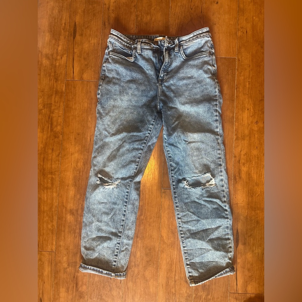 Acid Blue Wash Distressed Jeans